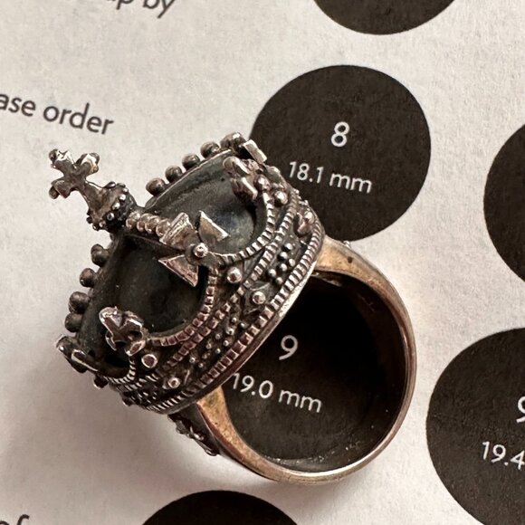 Large Showstopper Sterling Sculpted Royal Crown Ring - 20g - 925 Silver - Size 9 - Picture 9 of 10